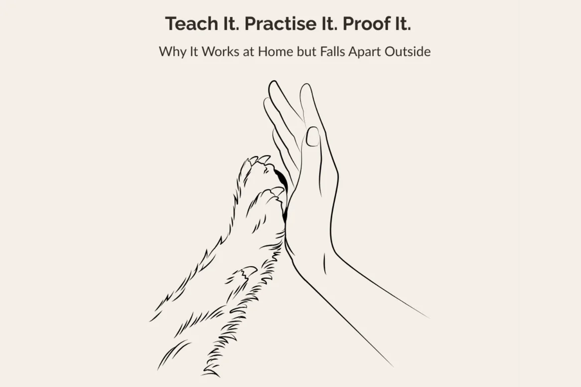 Teach It. Practise It. Proof It. free dog training guide
